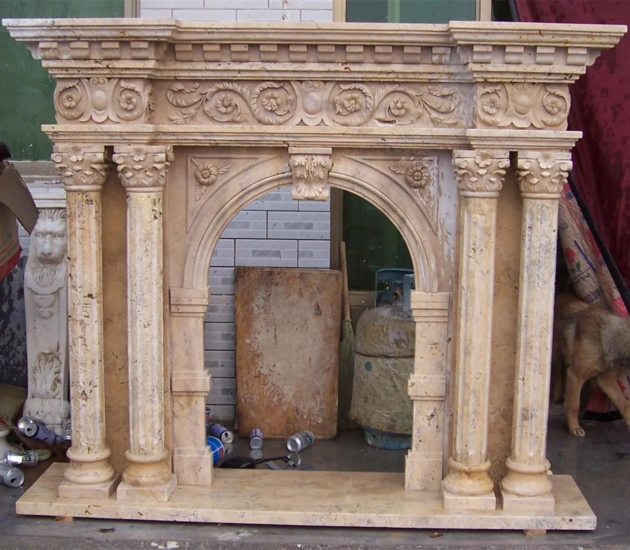 Decoration Home Decor White Natural Marble Stone Mantel Fireplace Surround