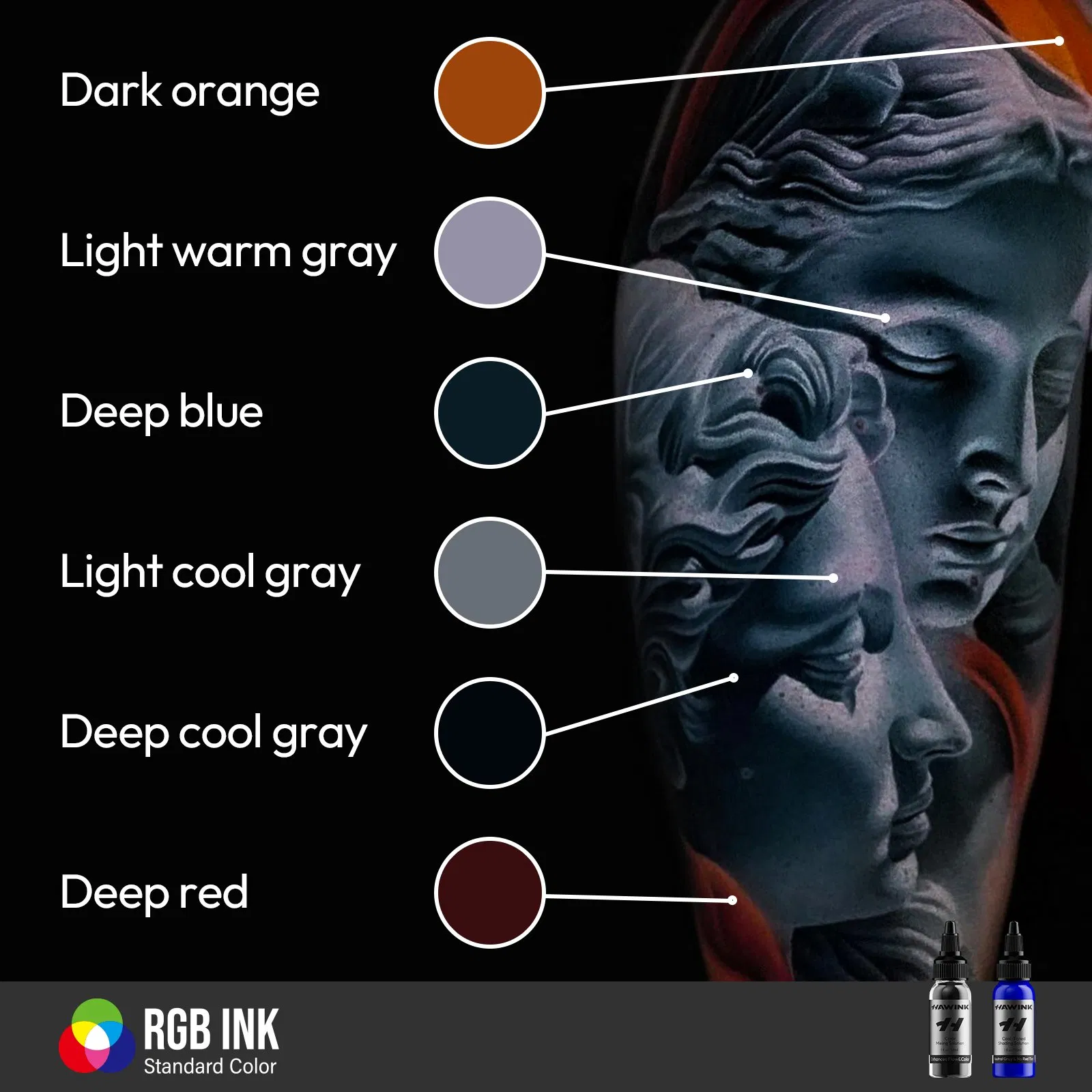 Hawink High Quality Body Tattoo Professional Tattoo Pigment Ink Sets