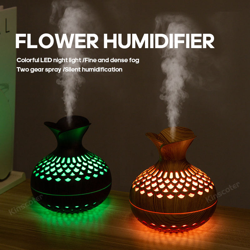 7 Color LED Night Light USB Wood Grain Ultrasonic Humidifier for Home