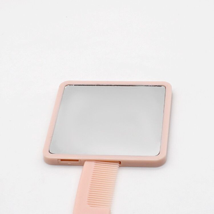 Handle Makeup Cosmetic Mirror with Hair Brush