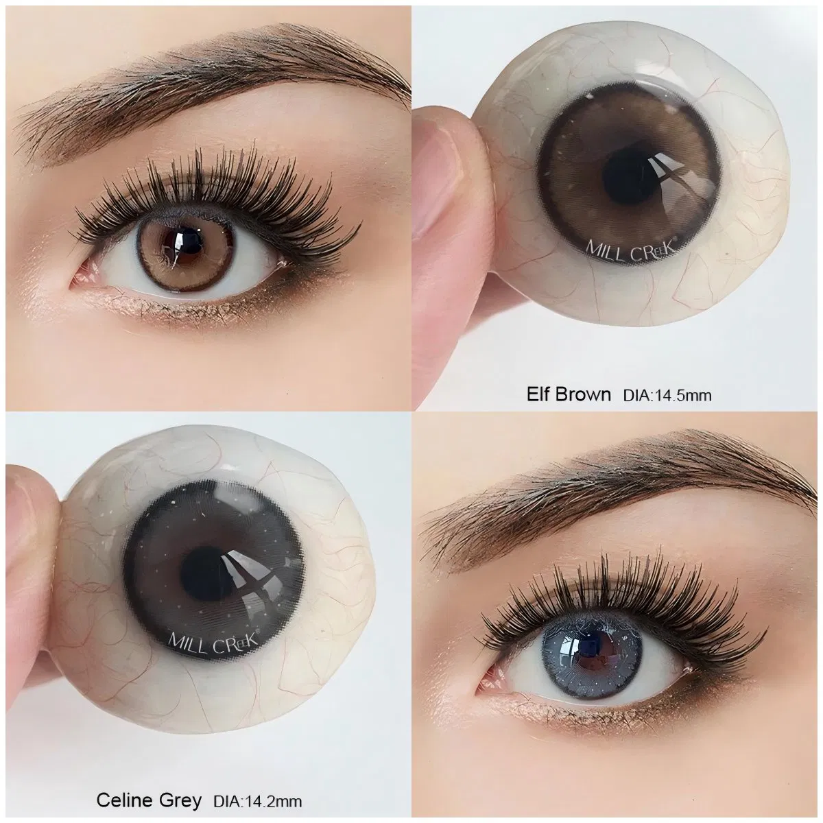 Millcreek OEM Ksseye Meetone Aurora Circle Natural Looking Eye Contacts Lenses Cosmetic Color Contact Lens for Big Eyes Celine Grey Elf Brown
