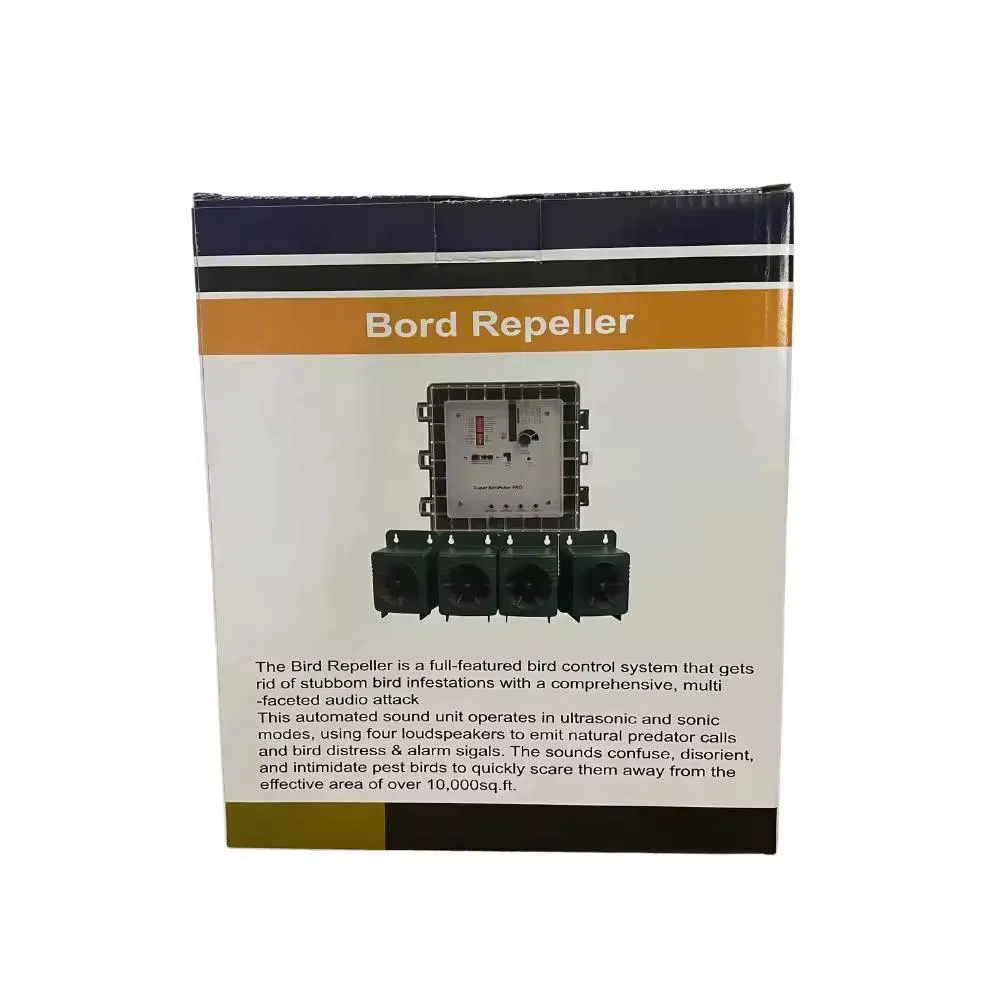 Ultrasonic Outdoor Bird Repellent Animal Repeller with 4 Speakers Silent for Human