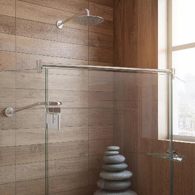 Premium 180-Degree Glass Shower Rail Support Bar with Clips