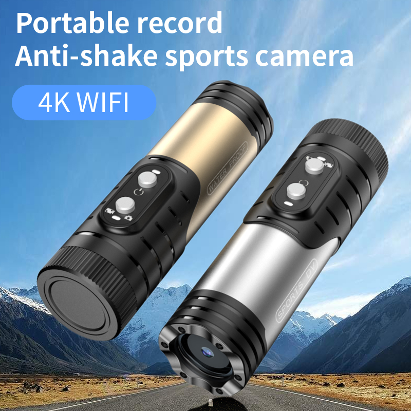 H68b 4K Anti-Shake Sports Camera WiFi Flashlight Recorder Outdoor Cycling Helmet Camera - Silver