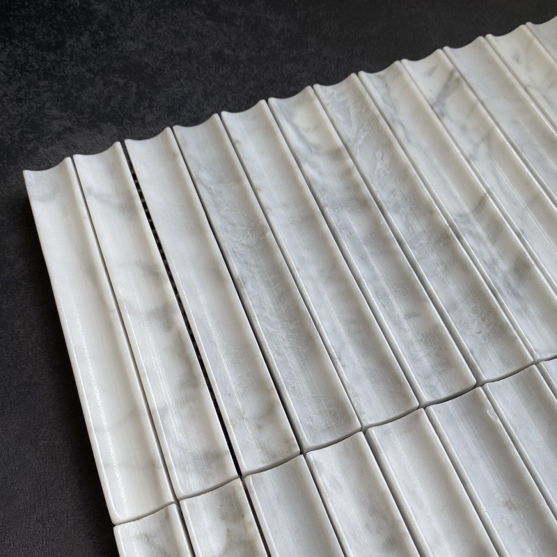 Elegant Honed Carrara White Marble Basket Weave Mosaic Tile