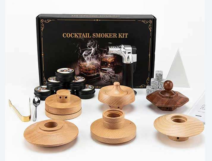 Drink Smoker Accessories Cocktail Smoker Kit Whiskey Smoking Infuser Kit with 8 Wood Options