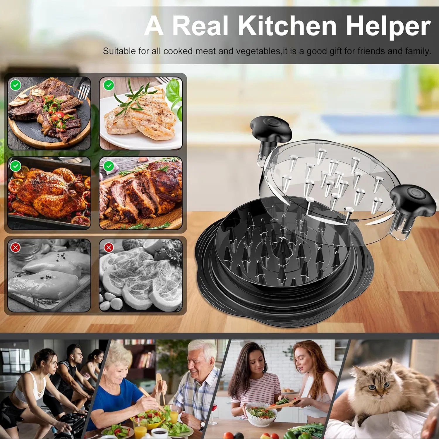 Large Plastic Manual Non Slip Kitchen Cooked Meat Shredding Chicken Brest Shredder Machine Large Chicken Shredder Tool Twist