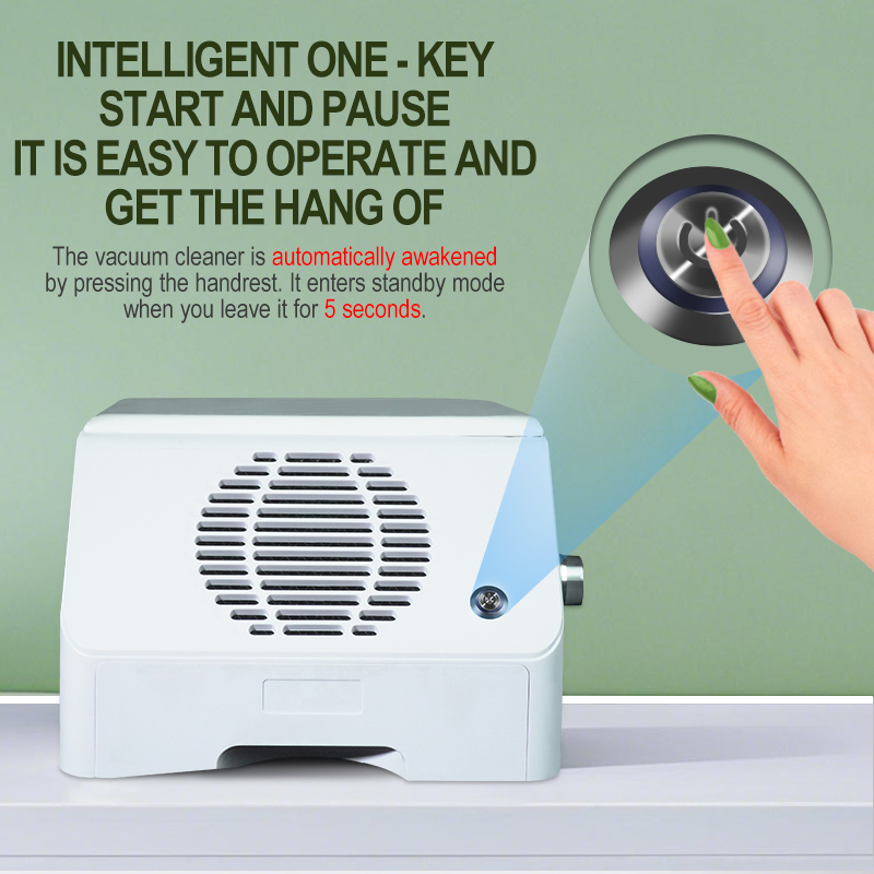 Powerful 120W Professional Manicure Nail Vacuum Dust Collector Extractor (2PCS HEPA Filters)