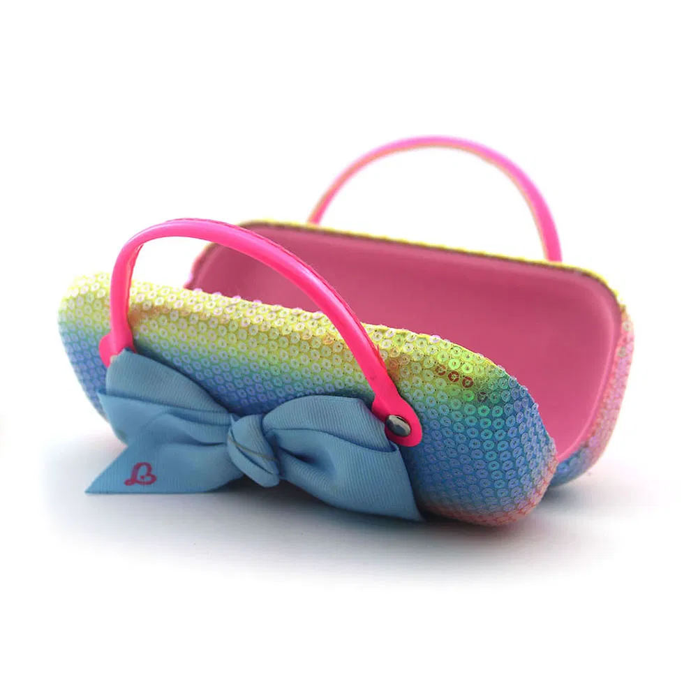 Rainbow Color Sequins Bow Tie Box Fashion Portable Kids Glasses Case