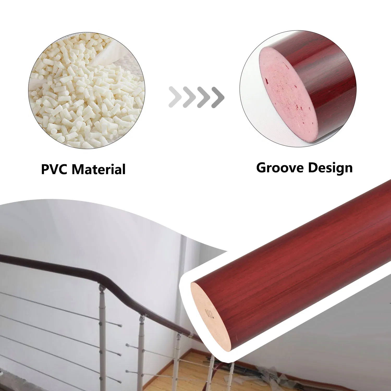 Circular Spiral Floor Handrail Flexible Bending Handguard Stairing Long Grab