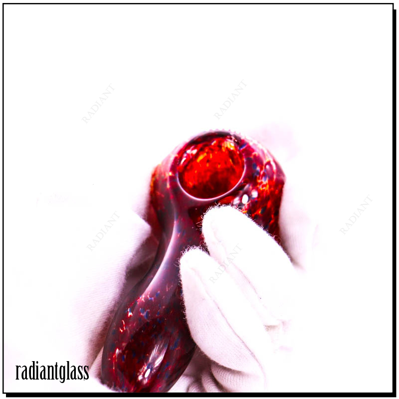 Dark Red Sparkle Glass Smoking Spoon Hand Pipes