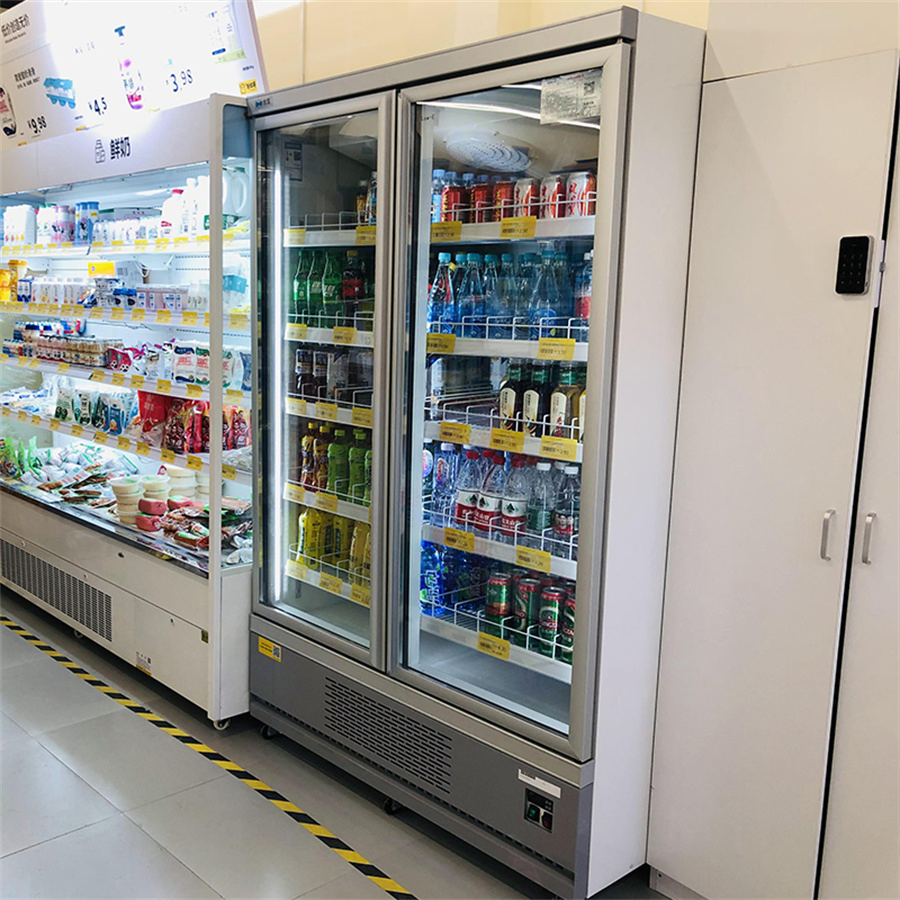 Commercial Supermarket Fan Cooling Freezer Upright Drinks Display Refrigerator 1/2/3 Tempered Glass Door Vertical Beverage Showcase Cooler