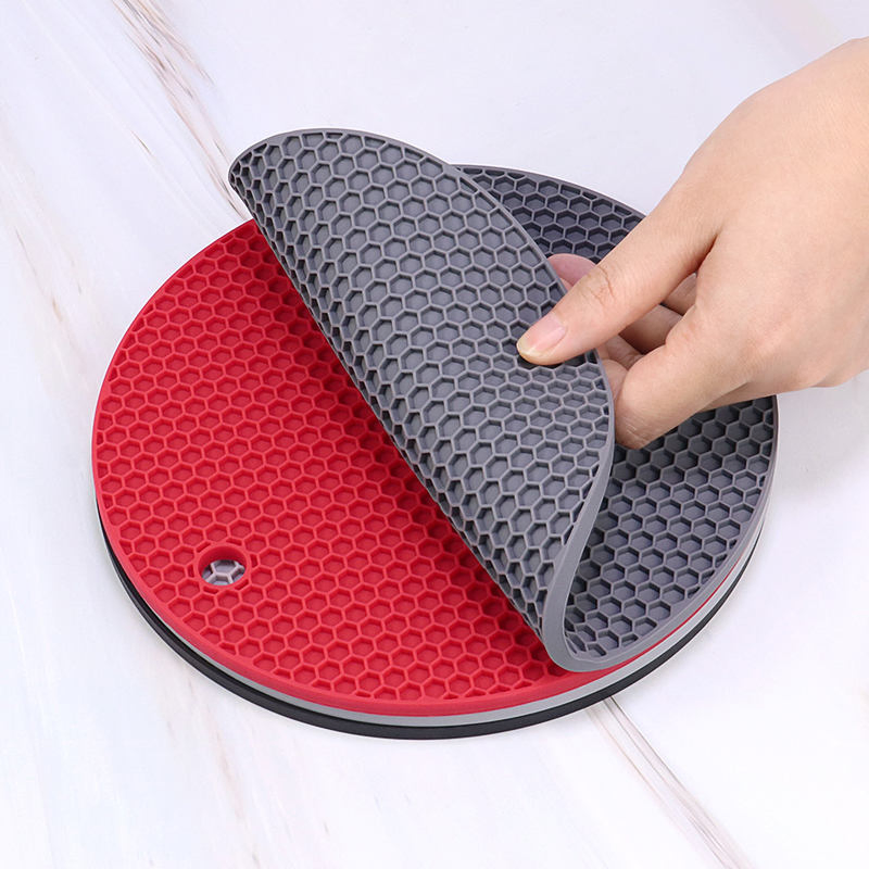 Daily-Use Round Hot Pot Holders Heat Resistant Non-Slip Silicone Trivets for Table Protector
