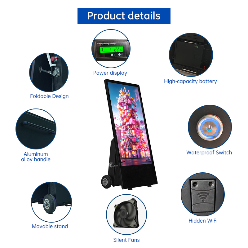 43-Inch Mobile Battery Portable Outdoor LCD Advertising Display Digital Signage