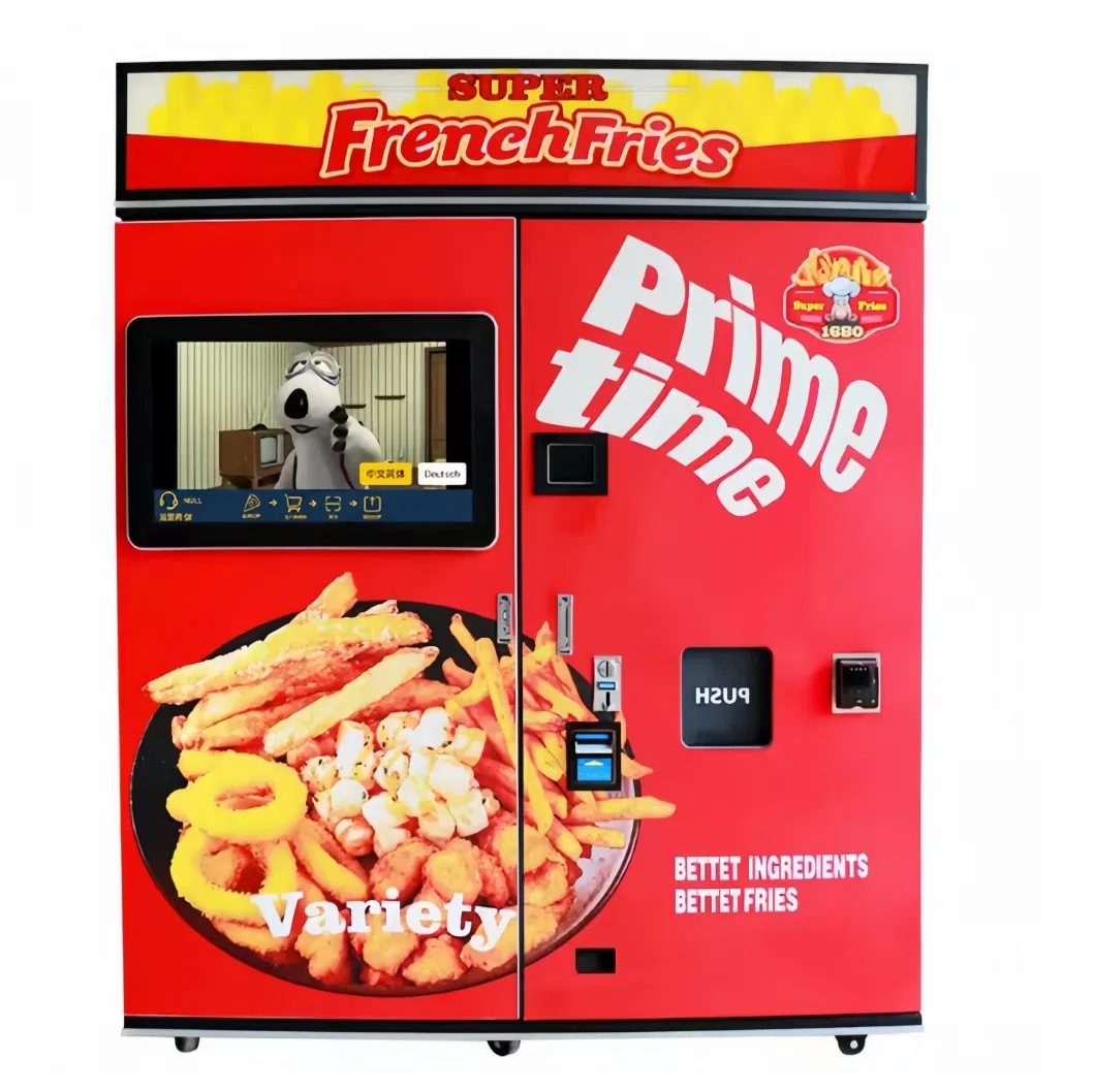 Fully Automatic Smart French Fries Vending Machine Commercial Unmanned Self-Service Fried Chicken and Popcorn Vending Machine 24-Hour Dispenser Vending Machine