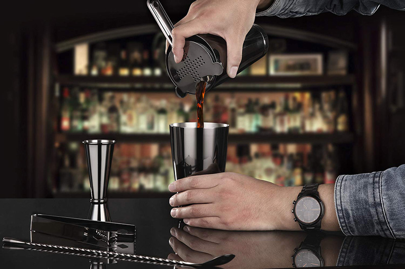 Factory Wholesale Black Bar Set Cocktail Bartender Set Stainless Steel Cocktail Kit