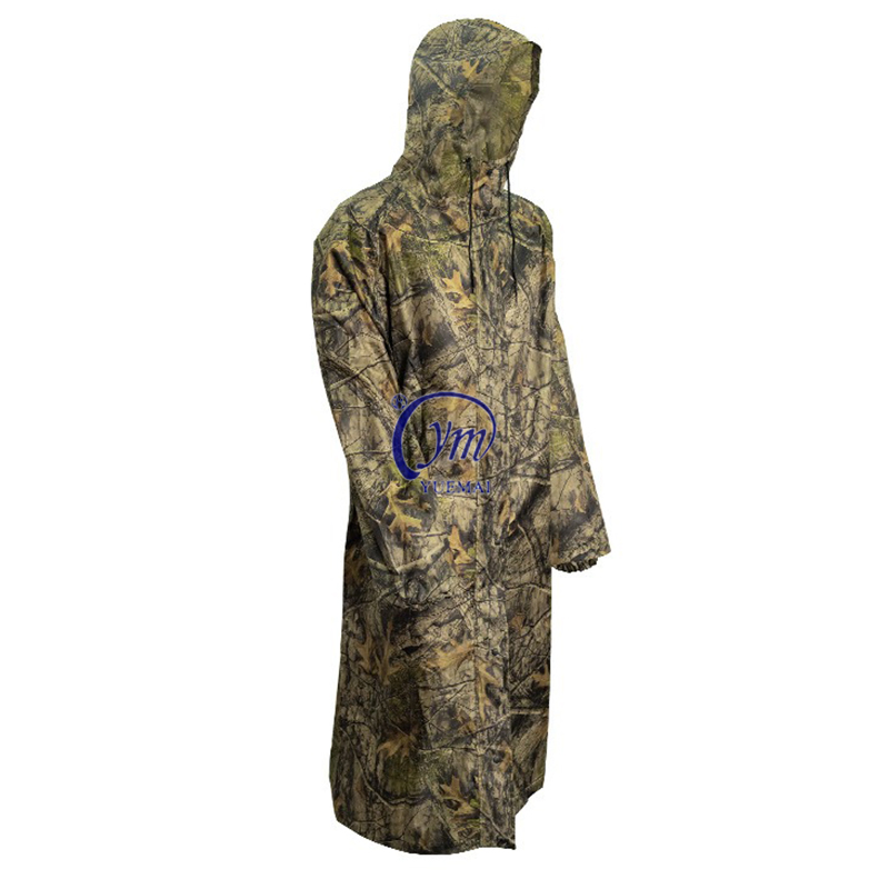 Yuemai Waterproof Long Raincoat Reflective Camo Poncho Tactical Impermeable Raincoat with Carry Bag