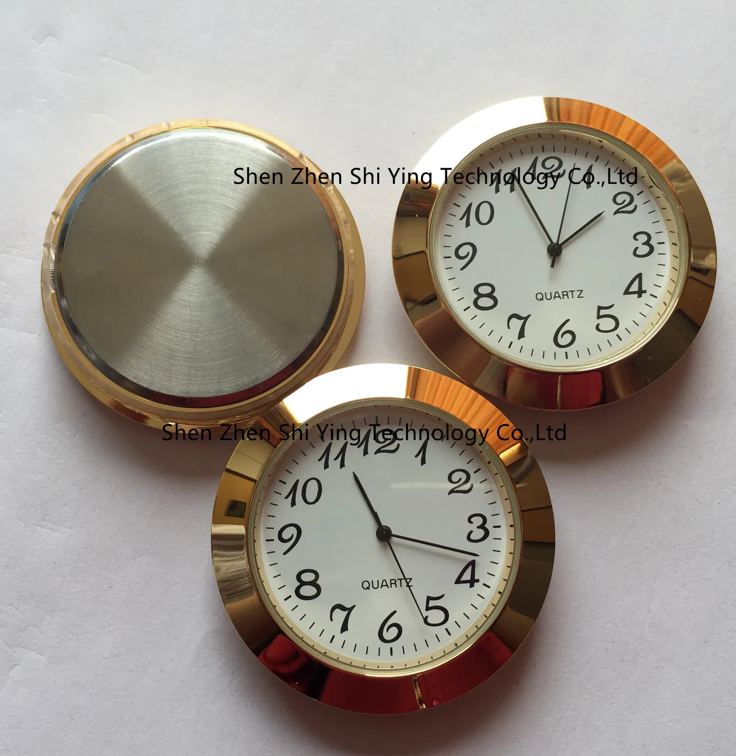 37mm Fit up Golden Mini Quartz Small Metal Insert Clock Japan Movt