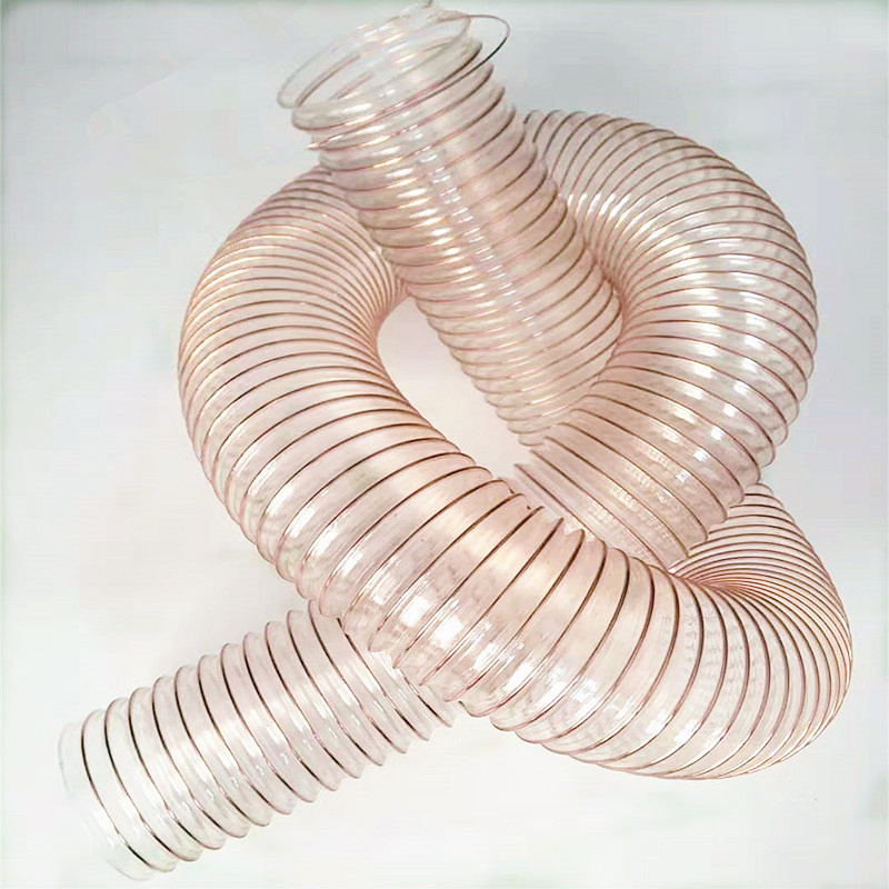Flexible Plastic Air Duct Cleaning Tubing Transparent PU Steel Wire Duct Hose