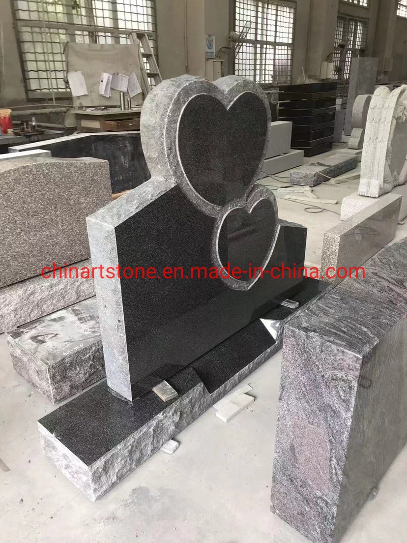 Black Granite Tombstone Angel Heart Classic Styles Memorial