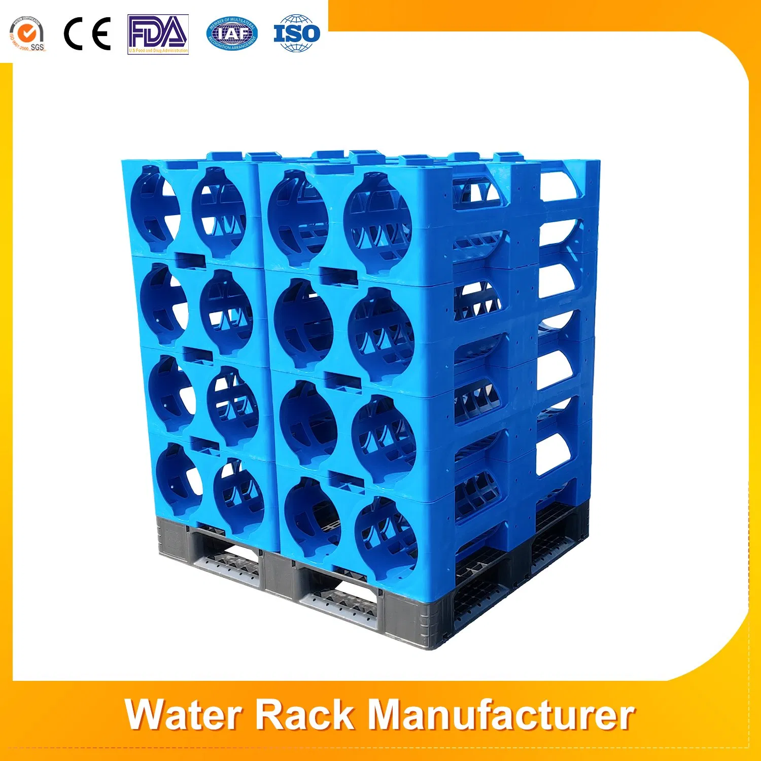Best Quality 5 Gallon Storage Blue HDPE 4 Tiers Water Holder Plastic Water Bottle Rack