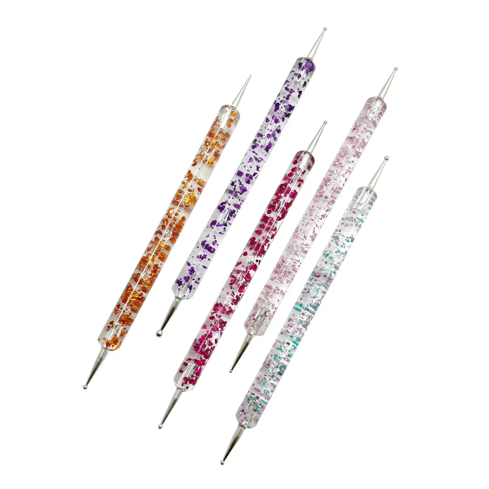 5PCS/Set Rhinestones Picker Nail Art Painting Dotting Pen Double Metal Head Nail Brush Set for Manicure Tools