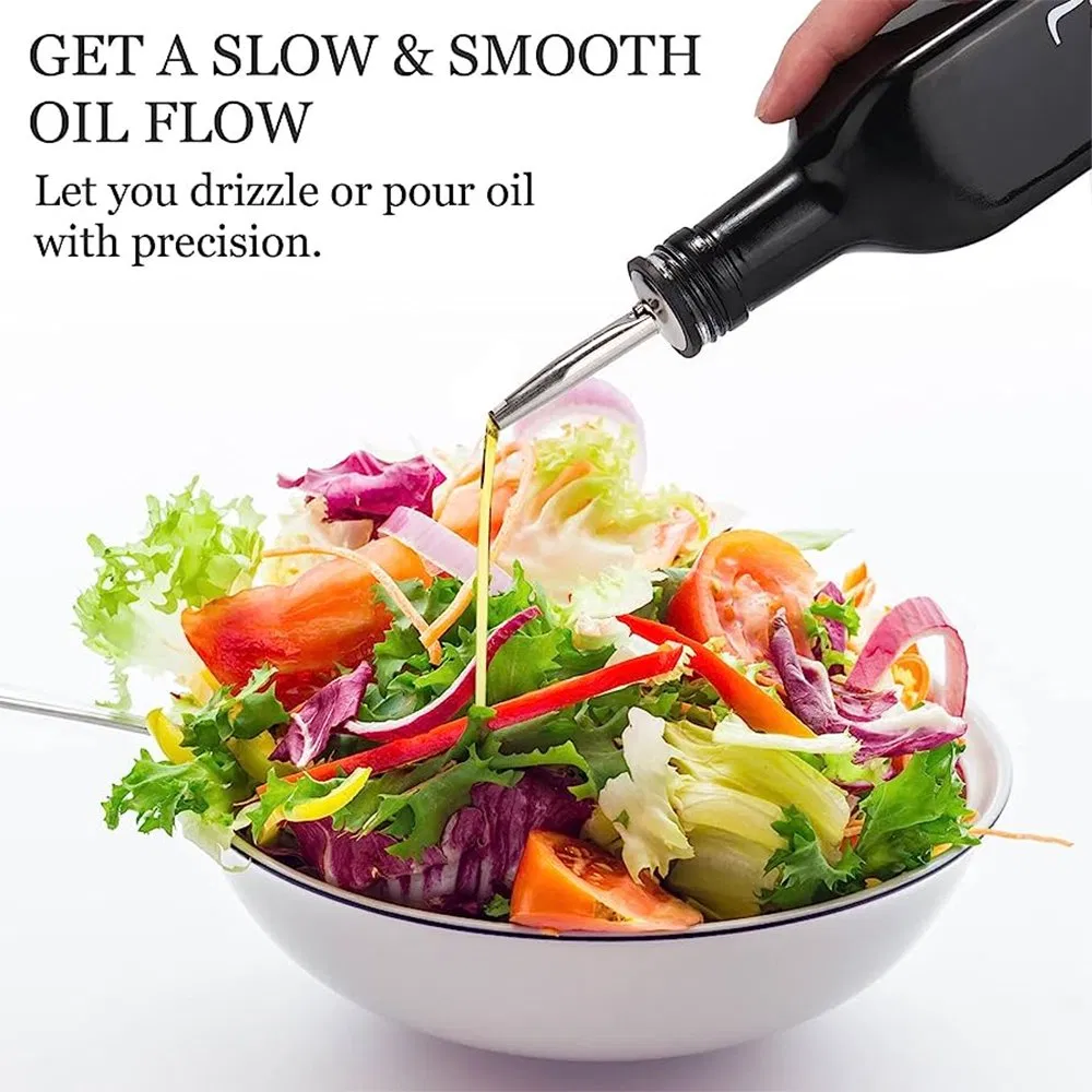 Cheap Price Stainless Steel Wine Pourer Spout Oil Bottle Pourer Metal Stainless Steel Oil Pourer with TPE Cover