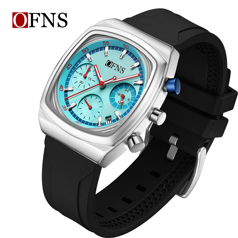 New Square Men's Watch Multifunctional 6-Hand Calendar Luminous Waterproof Quartz Watch
