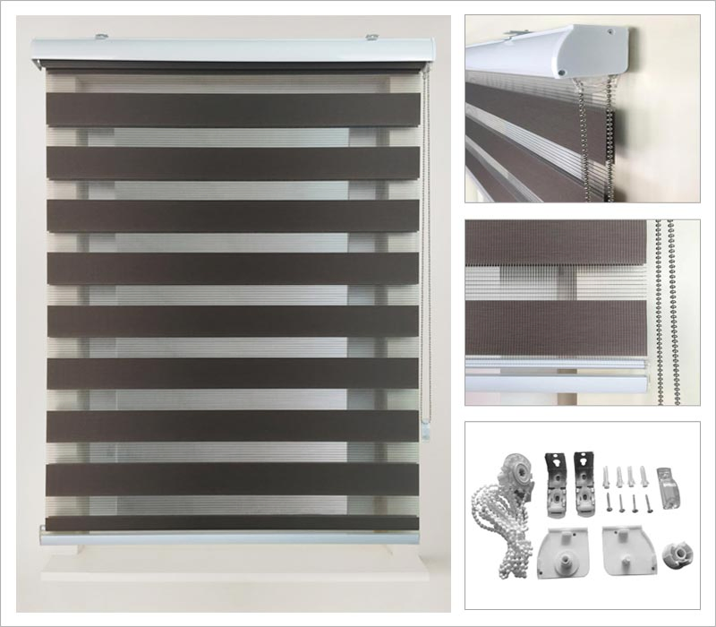 Modern New Blackout Room Darkening Grey Zebra Blinds