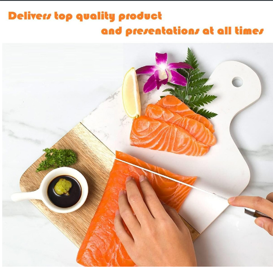 Marble and Natural Wood Cutting Board for Steak Fruits with Handle