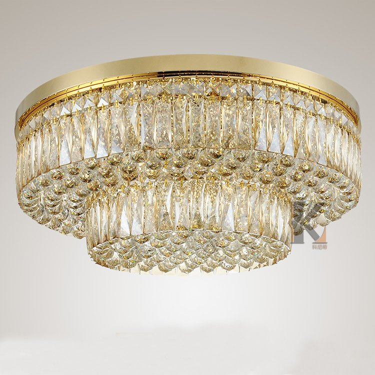 Zhongshan Guzhen Luxury Gold Metal LED Hanging Lamp Ceiling Hotel for Living Room Modern K9 Crystal Chandelier Lighting