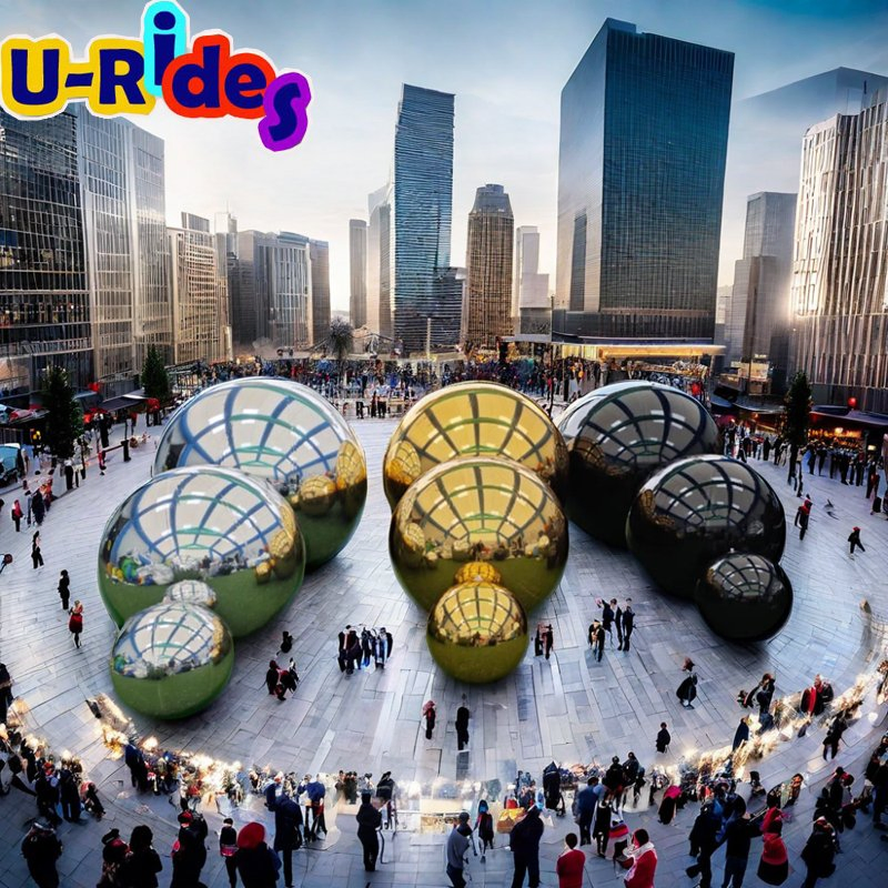 Colorful PVC Inflatable Mirror Chrome Ball Rainbow Balloon Model Event Decoration Inflatable mirror ball For Parties and Weddings