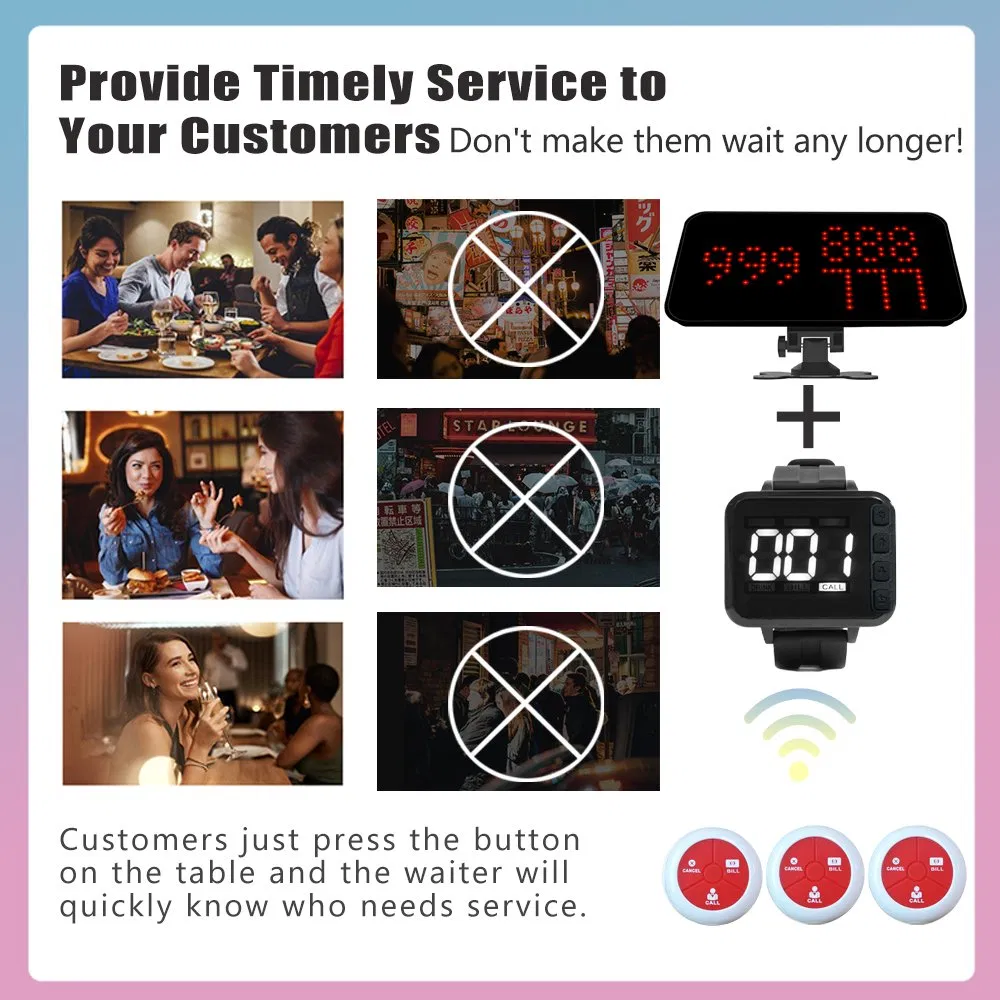 Restaurant Pager Wireless Calling System Restaurant Waiter Call Watch