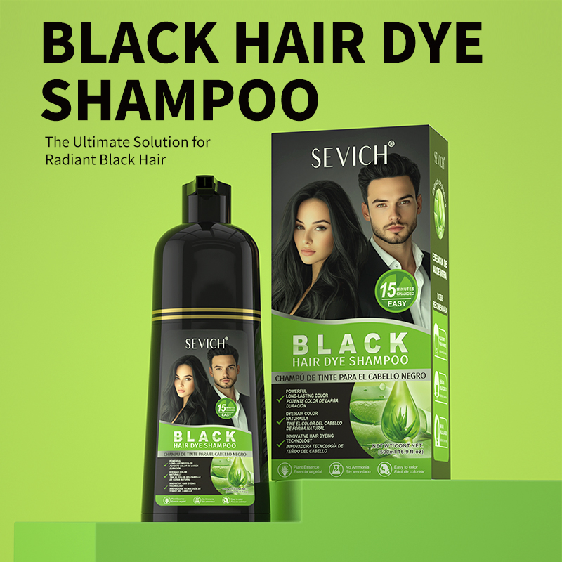 OEM Black Hair Dye Shampoo Natural Herbal 500ml Cover Gray Hair