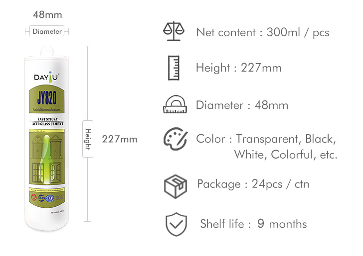 Excellent Adhesion to Glass Aluminum Cement Concrete Specially Designed Silicone Caulking Sealant