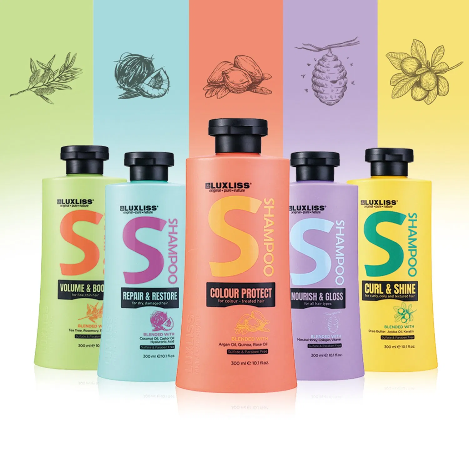 Luxliss Hair Care Set Nourish & Gloss Natural Organic Hair Shampoo and Conditioner for Supermarket