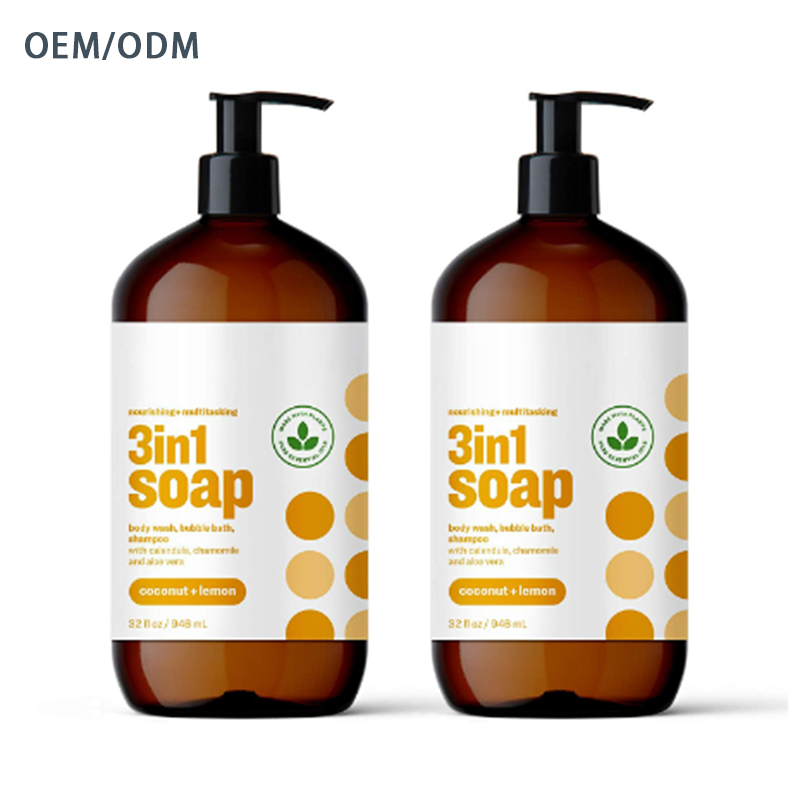 Beauty Cosmetics Skin Care 3-in-1 Soap Coconut Boby Shampoo and Body Wash