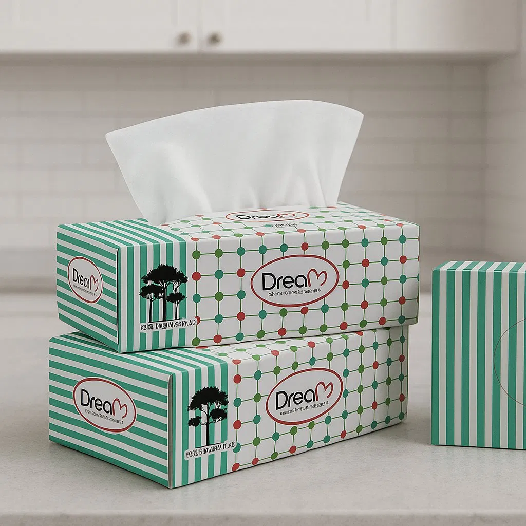 Organic Pack Soft Water Absorption Custom Logo Printing Bathroom Facial Tissues Paper