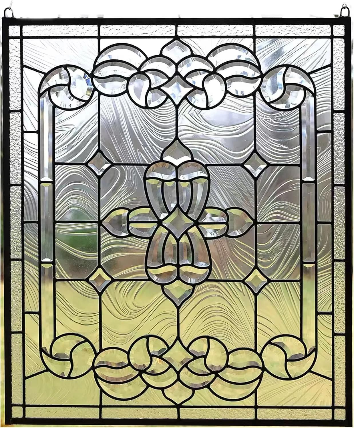 Custom Clear Bevelled Stained Glass Window Panel for Home