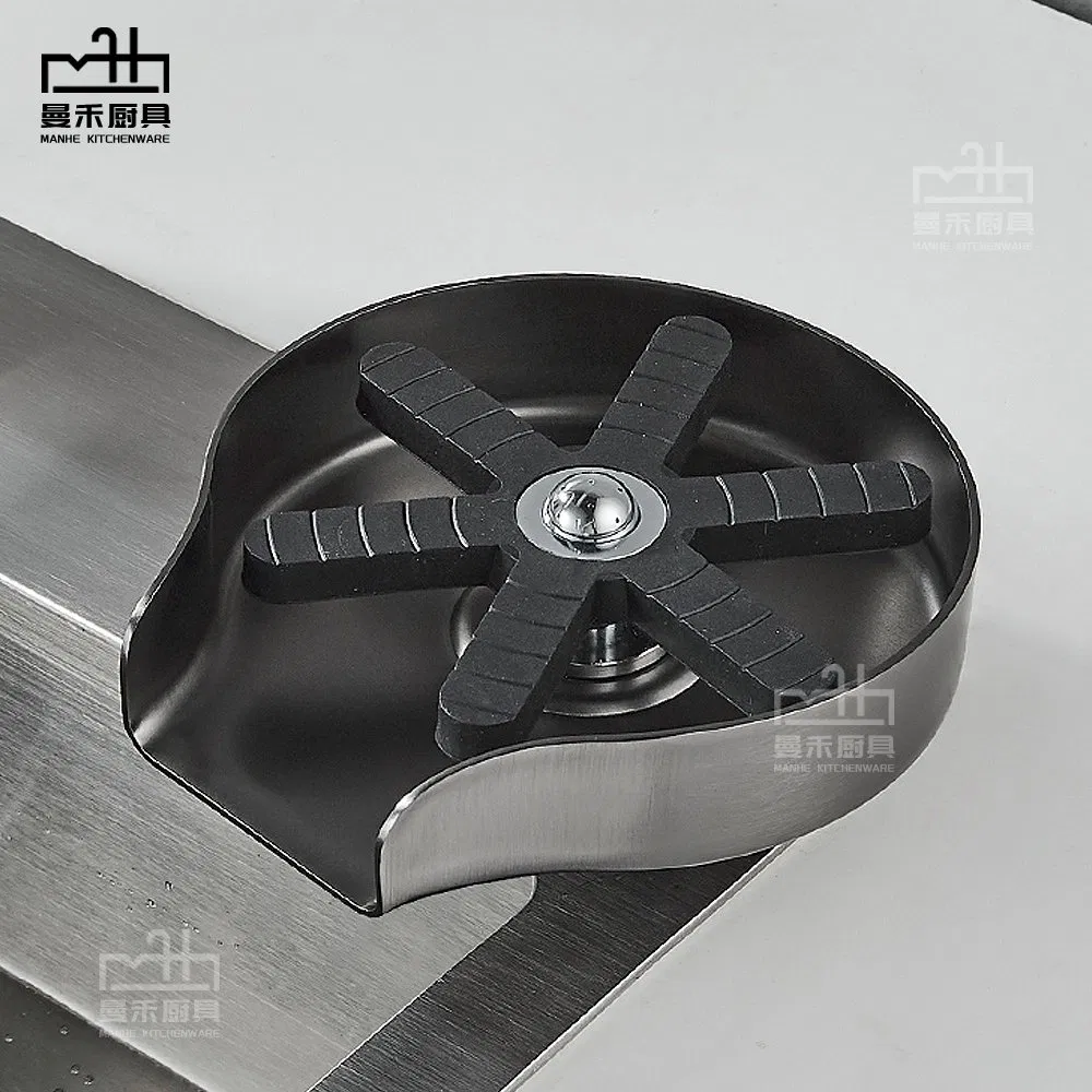 Gunmetal Gery Cup Rinser Stainless Steel Glass Cleaning Rinser for Bar Cafe Rinser Kitchen Sink Asher