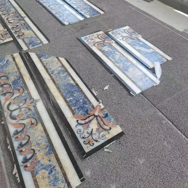 Sinotopstone Luxury Water Jet Marble Mosaic Border Bathroom Mosaic Trim Waterjet Tile