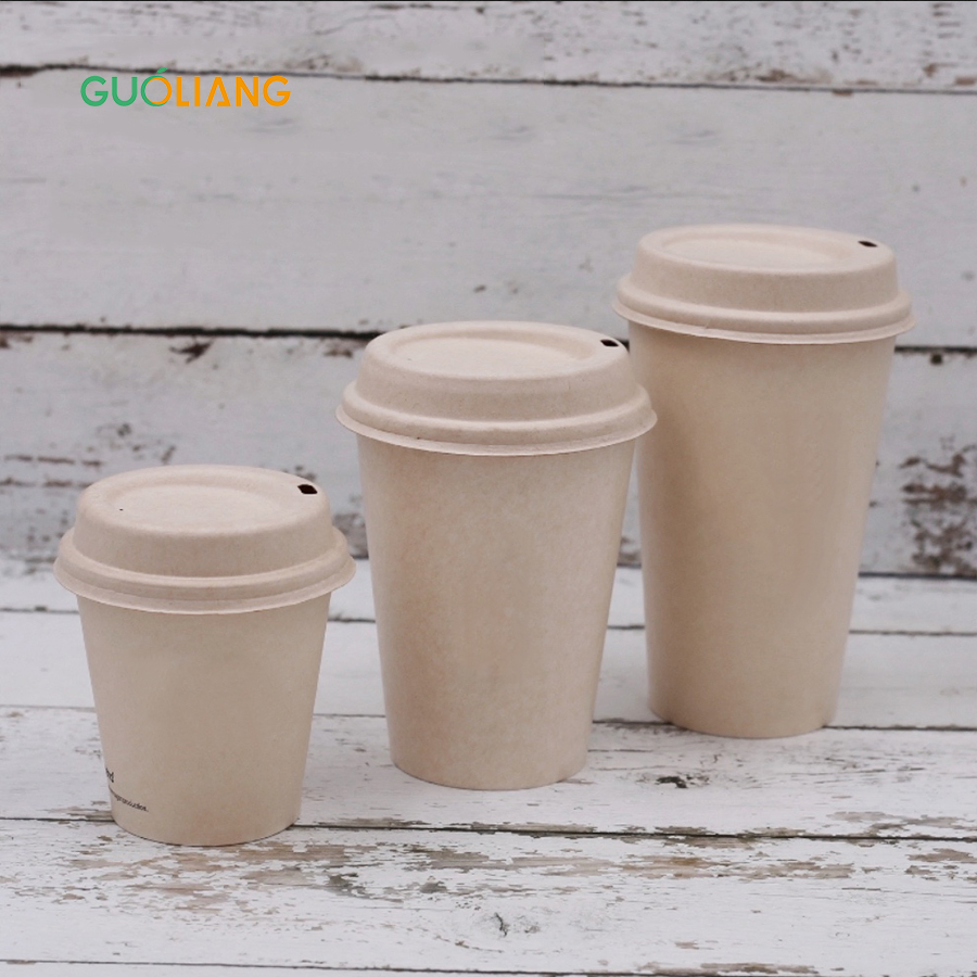 Бумажный стакан для кофе из сахарного тростника с крышкой