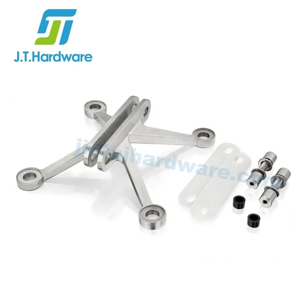 Jthardware Manufacturer Four Head 200kgs Stainless Steel Silicone Rubber 4 Way Fin Type Glass Wall Connector Fin Spider Fitting