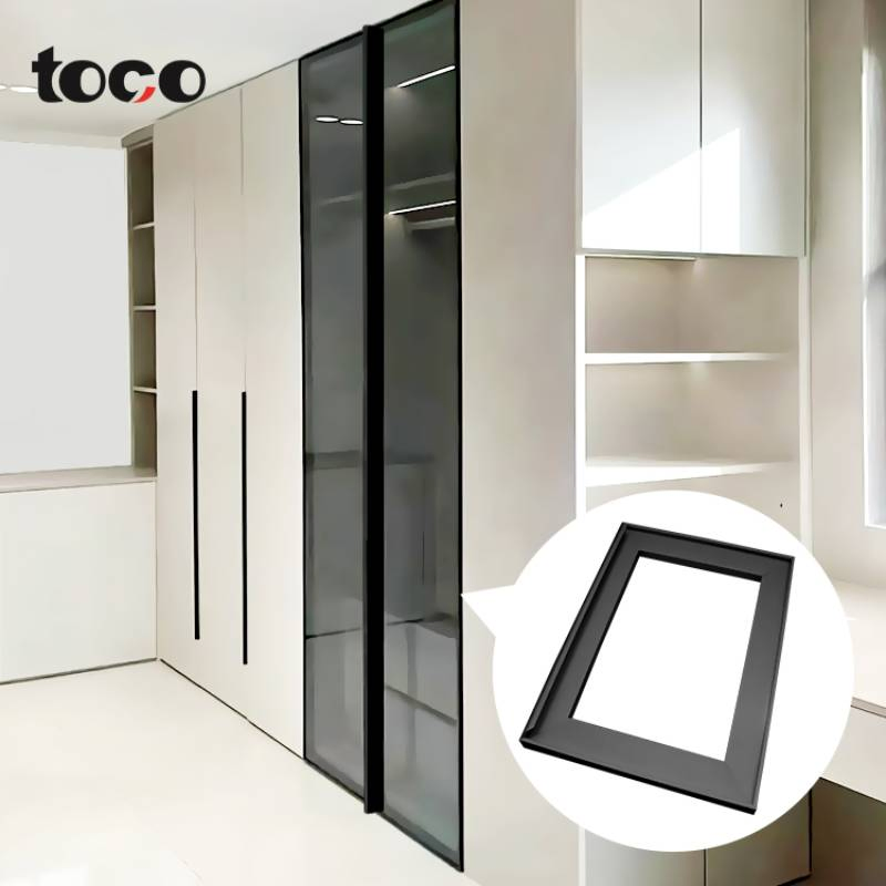 Easy Installed Aluminum Extrusion Frame Handle Wardrobe Glass Sliding Door Aluminium Profile
