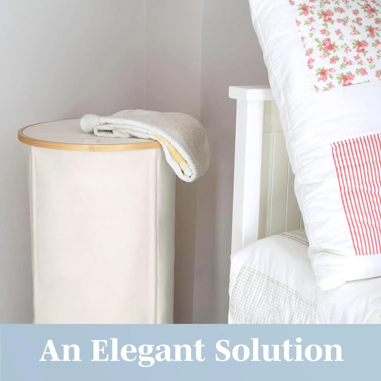 Bamboo Household Bedroom Circular Covered Clothing Storage Basket for Dirty Clothes