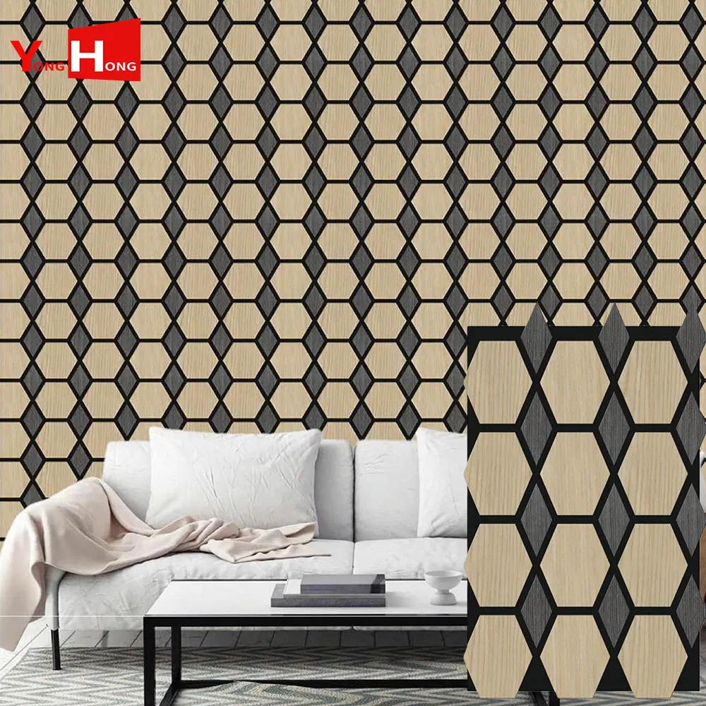 600*2400mm Nature Wood Veneer Pet Felt Wood Acoustic Panel