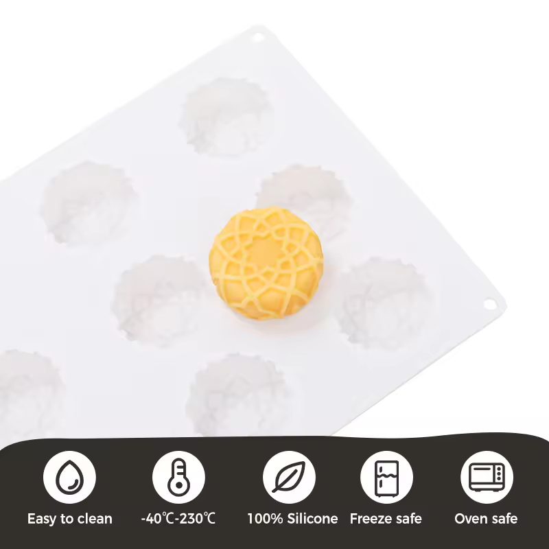 12-Cavity Circle Shape Silicone Mould Reusable Food Grade Kitchen Baking Tools Cake Chocolate Silicone Mold