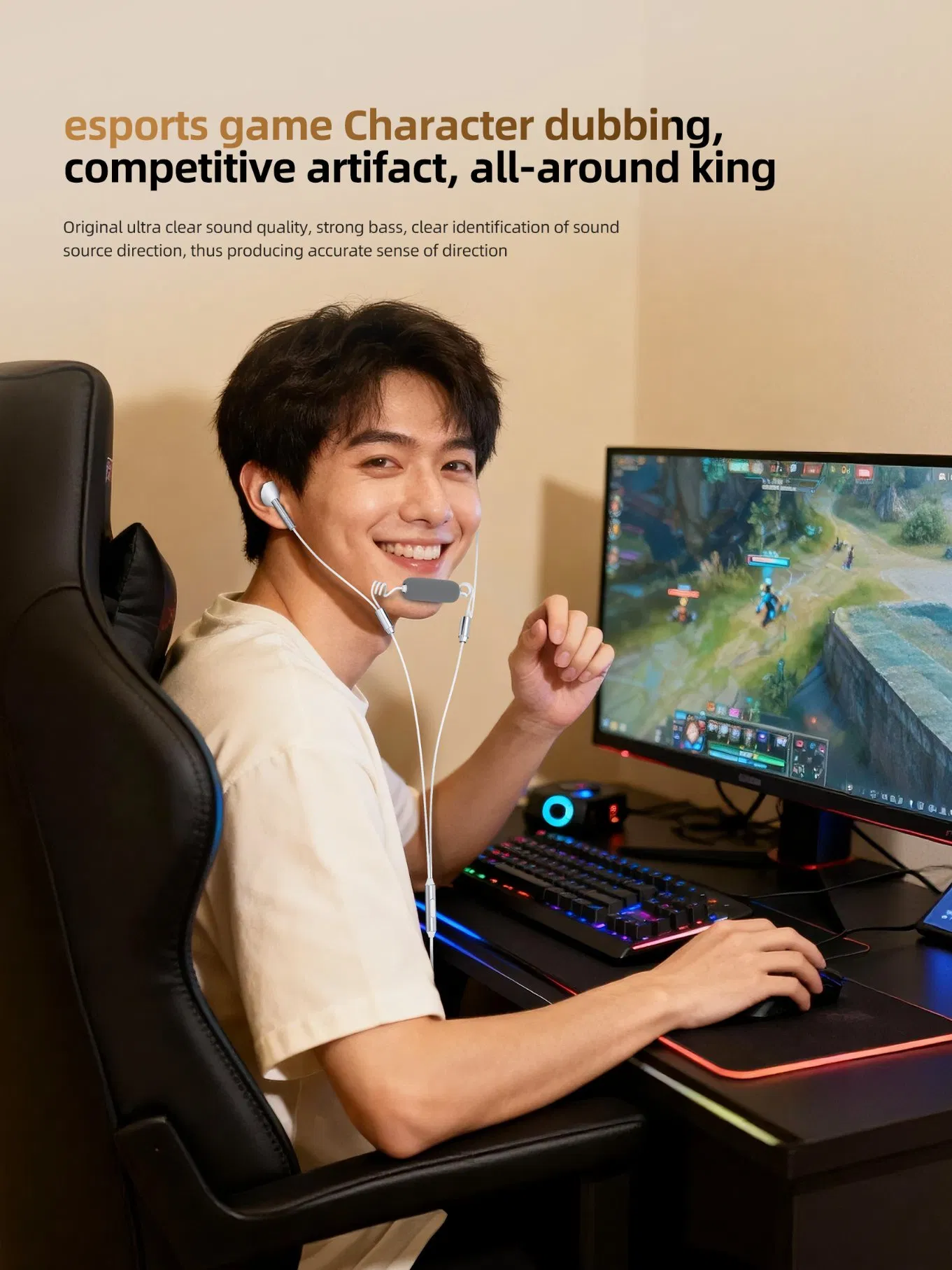 Singing Earphones in-Ear Headphones for Karaoke, Noise-Cancelling Recording, Live Streaming