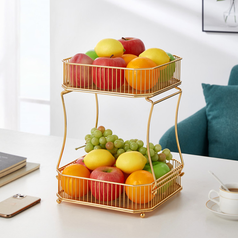 Двухуровневая металлическая корзина для фруктов на кухню