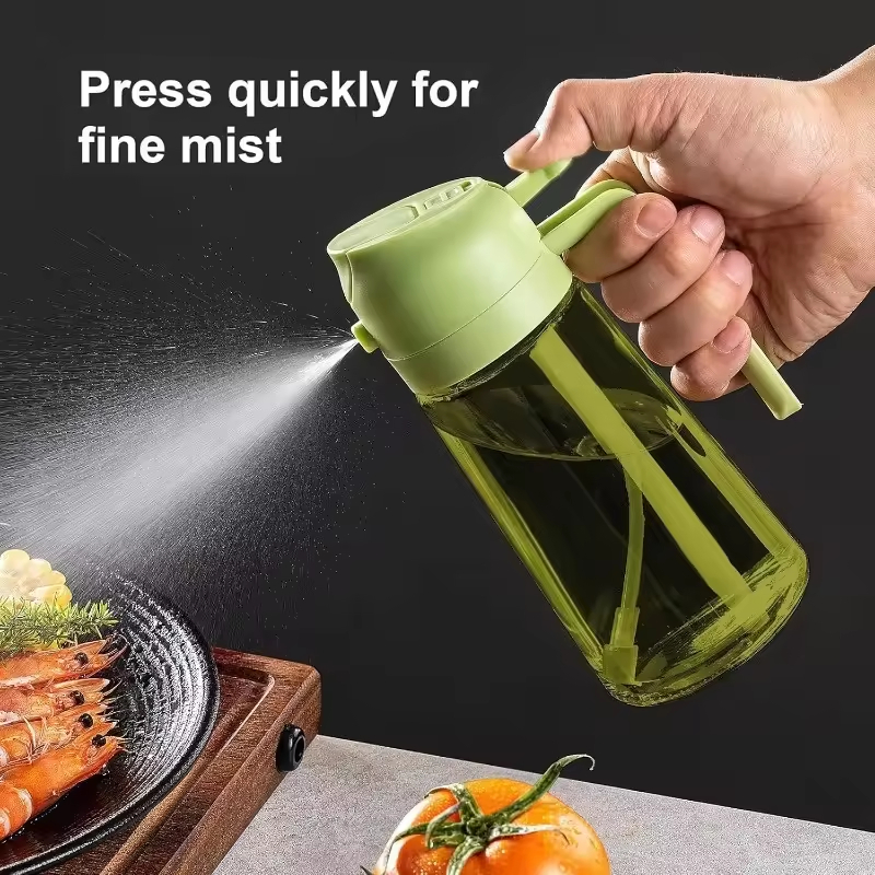 Top Seller Efficient Multifunctional Portable Food Grade 2/1 Oil Sprayer Glass Plastic Set with Pour Oil Sprayer for Kitchen